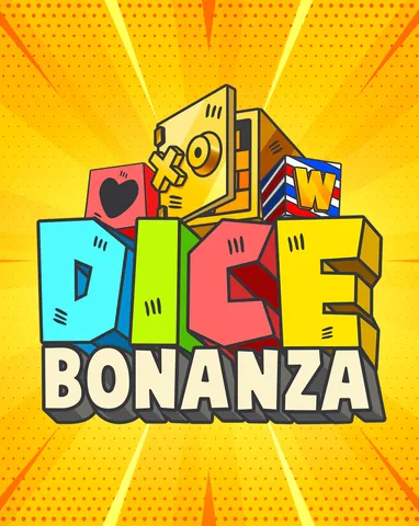 Dice Bonanza için özgün tanıtım görseli: slot oyunu düzenini soyut geometrik desenle gösterir.
