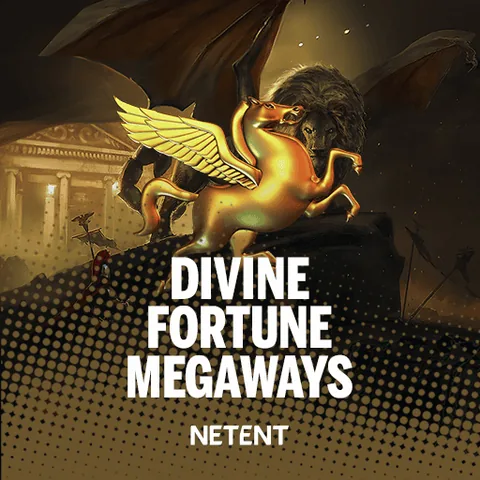 Divine Fortune Megaways için özgün tanıtım görseli: slot oyunu düzenini soyut geometrik desenle gösterir.