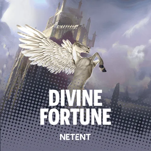 Divine Fortune için özgün tanıtım görseli: slot oyunu düzenini soyut geometrik desenle gösterir.