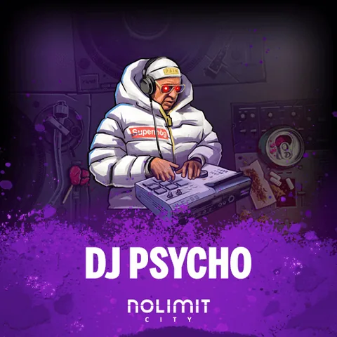 DJ Psycho için özgün tanıtım görseli: slot oyunu düzenini soyut geometrik desenle gösterir.