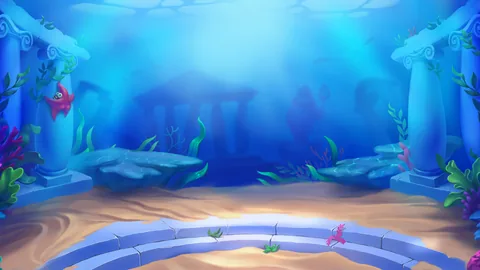 Dorks of the Deep için özgün tanıtım görseli: slot oyunu düzenini soyut geometrik desenle gösterir.