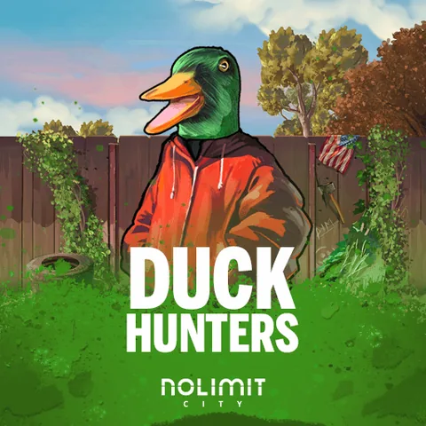 Duck Hunters için özgün tanıtım görseli: slot oyunu düzenini soyut geometrik desenle gösterir.