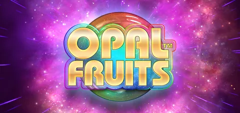 Opal Fruits için özgün tanıtım görseli: slot oyunu düzenini soyut geometrik desenle gösterir.