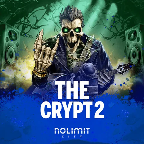 The Crypt 2 için özgün tanıtım görseli: slot oyunu düzenini soyut geometrik desenle gösterir.