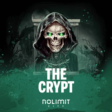 The Crypt için özgün tanıtım görseli: slot oyunu düzenini soyut geometrik desenle gösterir.