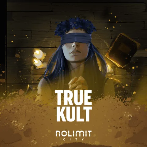 True Kult için özgün tanıtım görseli: slot oyunu düzenini soyut geometrik desenle gösterir.