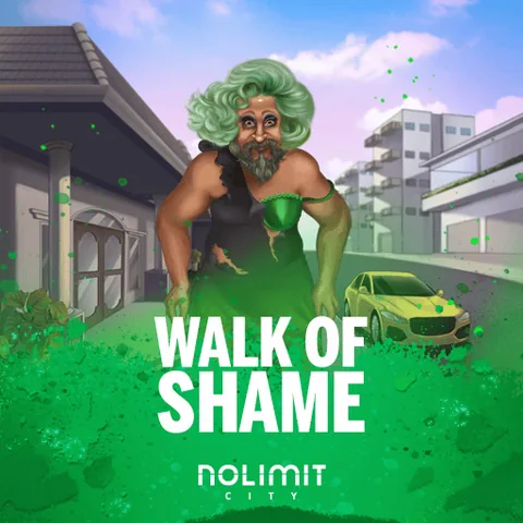 Walk Of Shame için özgün tanıtım görseli: slot oyunu düzenini soyut geometrik desenle gösterir.